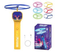 Tudegy Cat Toy Disc Launcher,Interactive Cat Flying Disc,Rechargeable Interactive Cat Fetch Toy Launcher,for Pet Training Indoor Outdoor Yard Play (yellow)