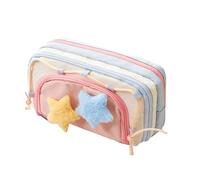 Tudegy Cute Pencil Case,Portable Large Capacity Pencil Case,Kawaii Stationery Storage and Organizer with Compartment, School Supplies for Teen and Adult (Pink and Blue)