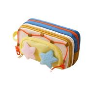 Tudegy Cute Pencil Case,Portable Large Capacity Pencil Case,Kawaii Stationery Storage and Organizer with Compartment, School Supplies for Teen and Adult (Blue and Yellow)