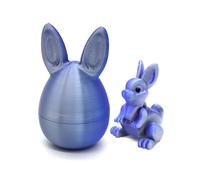 Tudegy Easter 3D Printing Eggs,Mystery Rabbit Egg Toy with Rabbit Inside,Fillable Easter Eggs,Easter Basket Stuffers Gifts for Kid & Adults,Interesting Desk Decor (Blue Silver)