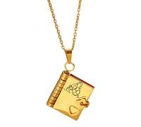 Tudegy For Granddaughter - The Most Beautiful Chapter Book Necklace,Personalized Granddaughters Necklaces Gift,Mini Engraved Necklace (Gold)