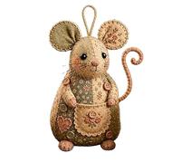Tudegy Patchwork Mouse DIY Kit Gifts,Handmade Sewing Craft Set with Floral Fabric,Cute Mouse Ornament DIY Kit,for Adults and Beginners (Brown 1)