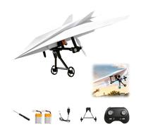 Tudegy RC Paper Airplane DIY Kit,Lightweight Foldable Flying Stem Toy Micro Fixed Wing Drone,DIY Electric Remote Control Plane,for Hobbyists and Beginner Flyers (B)
