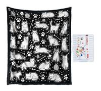 Tudegy Washable DIY Coloring Throw Blanket,Creative DIY Soft Velvet Blanket,Stress Relief Home Decor,Colour Your Own Throw Blankets with 24 Colour Markers (cat)