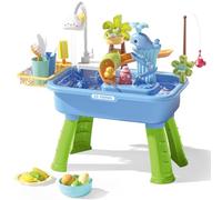 Tudegy Water Table Set for Toddlers,Electric Play Sink with Running Water,Removable Legs,For Boys Girls Backyard Yard Outdoor Pool (Blue)