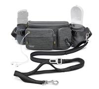 TUDEQU 4-IN-1 Hands Free Dog Leash Waist Belt with Dog Walking Fanny Pack,Seat Belt, Waist Leash for Large Dogs,Hiking
