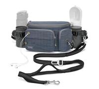 TUDEQU 4-IN-1 Hands Free Dog Leash Waist Belt with Walking Fanny Pack,Dog Seat Belt, Waist Leash for Large Dogs,Hiking