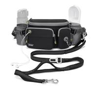 TUDEQU 4-IN-1 Hands Free Dog Leash Waist Belt with Walking Fanny Pack,Dog Seat Belt, Waist Leash for Large Dogs,Hiking