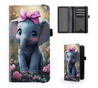 Tudguiloae Checkbook Cover for Men & Women, Leather Checkbook holder Personal Checkbook, RFID Blocking Duplicate Checkbook Cover Checkbook Wallet with Elastic Strap L5, Pink Elephant Blossom, 7.28