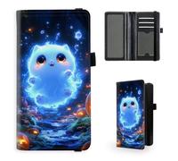 Tudguiloae Checkbook Cover for Women & Men, Leather Checkbook holder Personal Checkbook, RFID Blocking Duplicate Checkbook Cover Checkbook Wallet with Elastic Strap L3, Ghost Cat & Pumpkins, 7.28*3.93