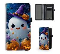 Tudguiloae Checkbook Cover for Women & Men, Leather Checkbook holder Personal Checkbook, RFID Blocking Duplicate Checkbook Cover Checkbook Wallet with Elastic Strap L2, Hallowmas Ghost, 7.28*3.93 inch