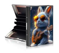 Tudguiloae Credit Card Holder Metal Wallet for Women Men, RFID Blocking Slim Metal Credit Card Wallet, Aluminum Hard Business ID Card Case Wallet with 6 Card Slots, Space Bunny Musician, 3.74 x 2.56 x