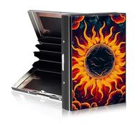 Tudguiloae Credit Card Holder Metal Wallet for Women Men, Slim RFID Blocking Metal Credit Card Protector, Hard Aluminum Business ID Case Wallet with 6 Card Slots 10, Sunset Surreal Flames, 3.74 x 2.56