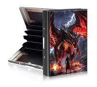 Tudguiloae Credit Card Holder Metal Wallet for Women Men, Slim RFID Blocking Metal Credit Card Protector, Hard Aluminum Business ID Case Wallet with 6 Card Slots 3, Colossal Red Dragon, 3.74 x 2.56 x