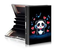 Tudguiloae Credit Card Holder Metal Wallet for Women Men, Slim RFID Blocking Metal Credit Card Protector, Hard Aluminum Business ID Case Wallet with 6 Card Slots 4, Cute Pandas, 3.74 x 2.56 x 0.5 inch