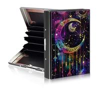 Tudguiloae Credit Card Holder Metal Wallet for Women Men, Slim RFID Blocking Metal Credit Card Wallet, Hard Aluminum Business ID Card Case Wallet with 6 Card Slots 1, Moon Dream Catcher, 3.74 x 2.56 x