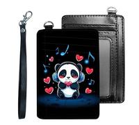 Tudguiloae Credit Holder Slim Wallet, PU Leather RFID Blocking, Women & Men Front Pocket Small Card Holder, Credit Card Wallet with Wristlet, Convenient Travel Business-4, Cute Pandas