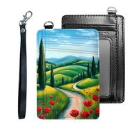 Tudguiloae Credit Holder Slim Wallet, PU Leather RFID Blocking, Women & Men Front Pocket Small Card Holder, Credit Card Wallet with Wristlet, Convenient Travel Business-4, Beautiful Ltalian Landscape