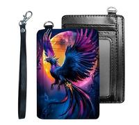 Tudguiloae Credit Holder Slim Wallet, PU Leather RFID Blocking, Women & Men Front Pocket Small Card Holder, Credit Card Wallet with Wristlet, Convenient Travel Business-7, Majestic Phoenix, Modern