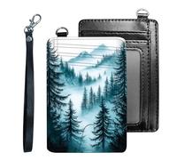 Tudguiloae Credit Holder Slim Wallet, PU Leather RFID Blocking, Women & Men Front Pocket Small Card Holder, Credit Card Wallet with Wristlet, Convenient Travel Business-7, Misty Forest, Modern