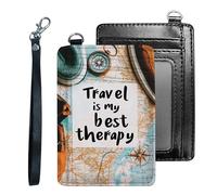 Tudguiloae Credit Holder Slim Wallet, PU Leather RFID Blocking, Women & Men Front Pocket Small Card Holder, Credit Card Wallet with Wristlet, Convenient Travel Business-7, Fun Travel Map, Modern