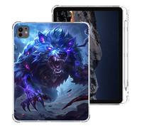 Tudguiloae for iPad Pro 11 2024 Case with Pencil Holder, Lightweight TPU Transparent Clear Shockproof Skin Bumper, Dark Night Werewolf Tablet Back Cover, Perfectly Protection for iPad Pro 11
