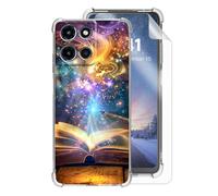 Tudguiloae for Moto G 5G 2025 Clear Phone Case, Lightweight Slim Transparent Soft TPU, Shockproof Four Corner Anti-Fall Magic Book Pen Protective Cover for Moto G 5G 2025, Screen Protector