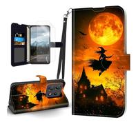 Tudguiloae for Motorola Moto Edge 50 Pro Case, Flip PU Leather Shockproof Phone Case for Motorola Moto Edge 50 Pro, Phone Wallet with Magnetic Clasp Card Holder, Witch's Flight