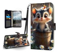 Tudguiloae for Motorola Moto G 5G 2024 Case, Flip PU Leather Shockproof Phone Case for Motorola Moto G 5G 2024, Phone Wallet with Magnetic Clasp Card Holder, Cute Squirrel with Daisies
