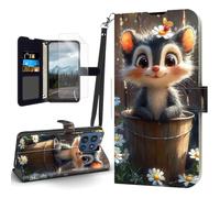 Tudguiloae for Motorola Moto G Stylus 5G 2025 Case, Flip PU Leather Shockproof Phone Case for Motorola Moto G Stylus 5G 2025, Phone Wallet with Magnetic Clasp Card Holder, Cute Squirrel with Daisies