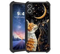 Tudguiloae for Samsung Galaxy A06 Phone Case, Lightweight Slim Soft TPU and Hard Plastic, Shockproof Four Corner Anti-Fall Protective Cover for A06, Moonlight Cats Pattern Design