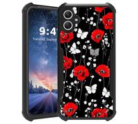 Tudguiloae for Samsung Galaxy A06 Phone Case, Lightweight Slim Soft TPU and Hard Plastic, Shockproof Four Corner Anti-Fall Protective Cover for A06, Red Poppies Pattern Design