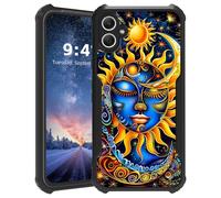 Tudguiloae for Samsung Galaxy A06 Phone Case, Lightweight Slim Soft TPU and Hard Plastic, Shockproof Four Corner Anti-Fall Protective Cover for A06, Sun Moon Stars Pattern Design