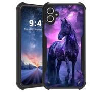 Tudguiloae for Samsung Galaxy A06 Phone Case, Lightweight Soft TPU and Hard Plastic, Shockproof Four Corner Anti-Fall Protective Cover for A06, Beautiful Horse Glittering Stars Pattern Design
