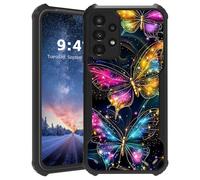 Tudguiloae for Samsung Galaxy A13 Phone Case, Lightweight Slim Soft TPU and Hard Plastic, Shockproof Four Corner Anti-Fall Protective Cover for A13, Colorful Butterfly Stars Pattern Design