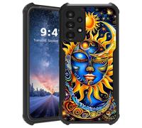 Tudguiloae for Samsung Galaxy A13 Phone Case, Lightweight Slim Soft TPU and Hard Plastic, Shockproof Four Corner Anti-Fall Protective Cover for A13, Sun Moon Stars Pattern Design