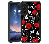 Tudguiloae for Samsung Galaxy A26 Phone Case, Lightweight Slim Soft TPU and Hard Plastic, Shockproof Four Corner Anti-Fall Protective Cover for A26, Red Poppies Pattern Design
