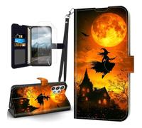 Tudguiloae for Samsung Galaxy A32 Case, Flip PU Leather Shockproof Phone Case for Samsung Galaxy A32, Phone Wallet with Magnetic Clasp Card Holder,Screen Protector, Witch's Flight