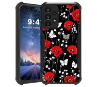 Tudguiloae for Samsung Galaxy A32 Phone Case, Lightweight Slim Soft TPU and Hard Plastic, Shockproof Four Corner Anti-Fall Protective Cover for A32, Red Poppies Pattern Design