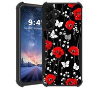 Tudguiloae for Samsung Galaxy A35 Phone Case, Lightweight Slim Soft TPU and Hard Plastic, Shockproof Four Corner Anti-Fall Protective Cover for A35, Red Poppies Pattern Design