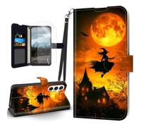 Tudguiloae for Samsung Galaxy S24 Case, Flip PU Leather Shockproof Phone Case for Samsung Galaxy S24, Phone Wallet with Magnetic Clasp Card Holder,Screen Protector, Witch's Flight