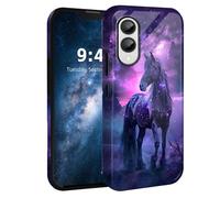 Tudguiloae for Samsung Galaxy S25 Edge Phone Case, Dual Layer Hard Shell Silicone Phone Case for S25 Edge, Beautiful Horse Glittering Stars Glossy Shockproof Cover, Compatible with Wireless Charging