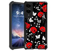 Tudguiloae for Samsung Galaxy S25 Edge Phone Case, Lightweight Slim Soft TPU and Hard Plastic, Shockproof Four Corner Anti-Fall Protective Cover for S25 Edge, Red Poppies Pattern Design
