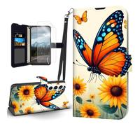 Tudguiloae for Samsung Galaxy S25 FE Case, Flip PU Leather Shockproof Phone Case for Samsung Galaxy S25 FE, Magnetic Clasp Phone Wallet with Card Holder Screen Protector, Baby Tiger Blossom