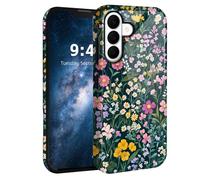 Tudguiloae for Samsung Galaxy S26 Plus Phone Case, Dual Layer Hard Shell Silicone Phone Case for S26 Plus, Colorful Wildflowers Glossy Shockproof Cover, Compatible with Wireless Charging