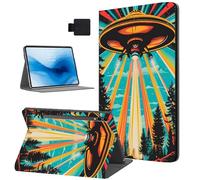Tudguiloae for Samsung Galaxy Tab S10 Ultra Tablet Case, Auto Sleep/Wake, Alien Spaceship Leather Folio Cover with Hard TPU Back Shell, Multi-Viewing Angles for Galaxy Tab S10/S9 Ultra Case
