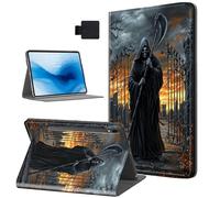 Tudguiloae for Samsung Galaxy Tab S9 Plus Tablet Case, Auto Sleep/Wake, Grim Reaper PU Leather Fplio Cover with TPU Back Shell, Multi-Viewing Angles Flip for Tab S9/S9 FE/S10 Plus Case