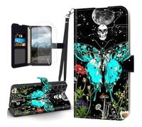 Tudguiloae for Samsung Galaxy XCover 7 Case, Flip Leather Magnetic Clasp Cell Phone Wallet for XCover 7, Kickstand Shockproof Cover Wristlet Card Holder Slot Soft Film, Cute Peculiar Owl