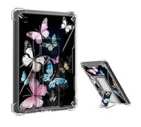 Tudguiloae for Samsung Tab A9+ 2023 Clear Case, Cute Colorful Butterfly Pattern Transparent Cover with Built-in Stand and Corner Protection, See-Through Case for Target Audience