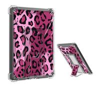 Tudguiloae for Samsung Tab A9+ 2023 Clear Case, Cute Leopard Print Pattern Transparent Cover with Built-in Stand and Corner Protection, See-Through Case for Target Audience